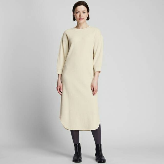 Dress/Gaun Uniqlo waffle crew neck lengan 3/4