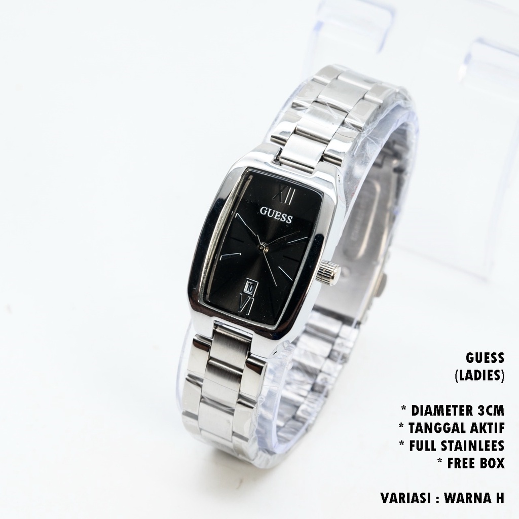 (BISA COD) JAM TANGAN WANITA GUESS RANTAI BODY OVAL TANGGAL AKTIF