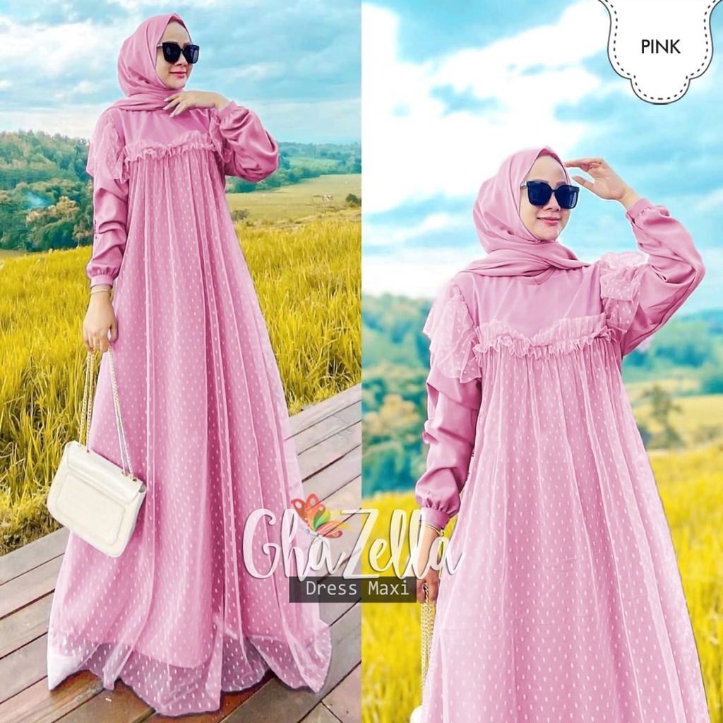 Gamis Wanita Terbaru 2021 Kekinian Original Mewah MAXI GHAZELLA Gamis Pesta Mewah Elegan Kondangan