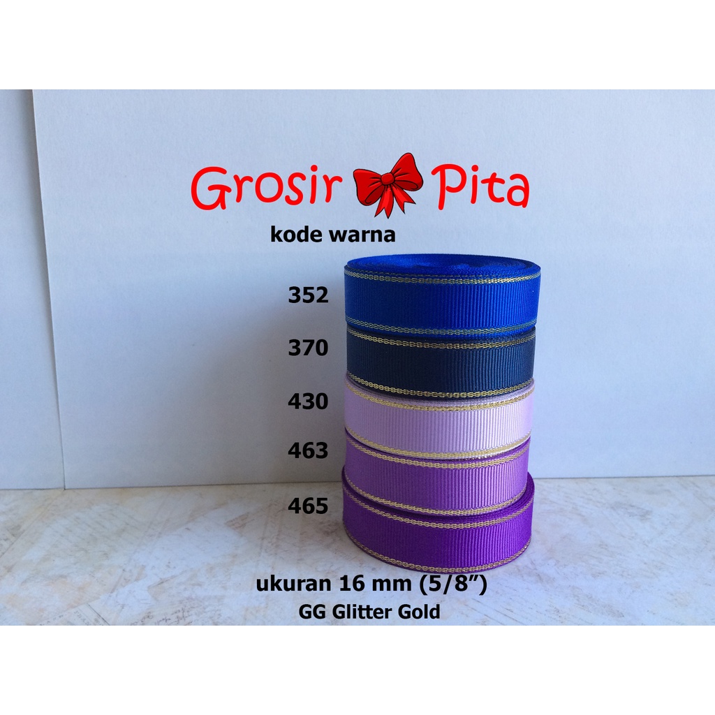 

(25 yard) Pita Grosgrain Glitter Gold ukuran 1,6 cm (5/8") pg 4 | Pita Premium | Toko Bahan Craft | Grosir Pita