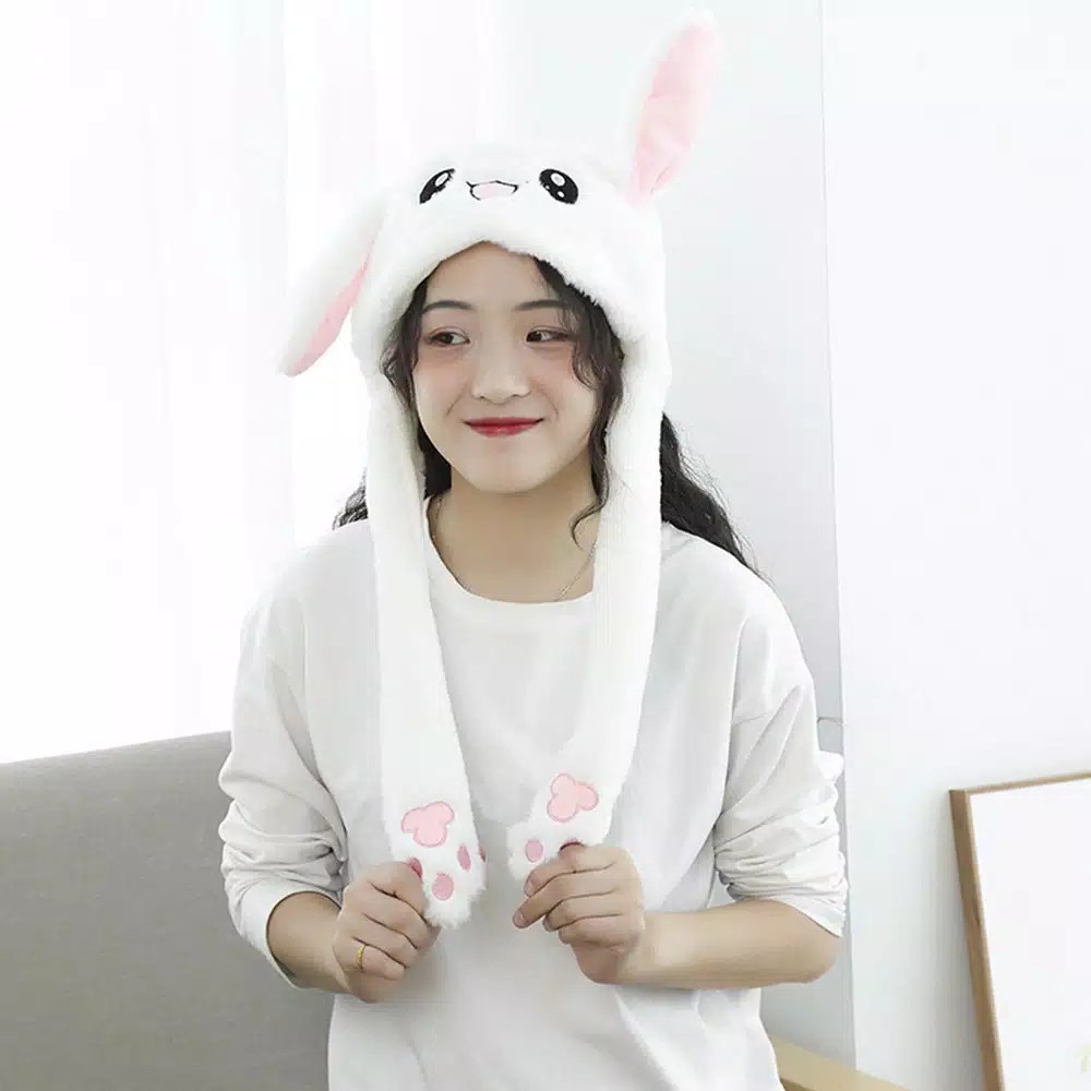 YA 030 - BUNNY HAT DANCING TOPI CUTE IMPORT KARAKTER DENGAN KUPING GERAK RABBIT EAR CAP IMPORT