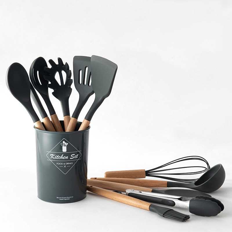 GLANYOMI Set Alat Masak Dapur Spatula Silicon 9 PCS