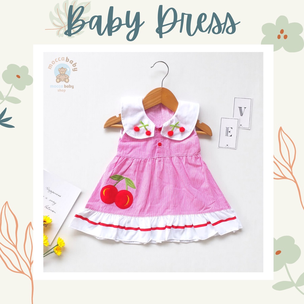 MBSS - QIU2 CHERRY Dress Bayi (0-12bulan) Baju Bayi Perempuan Baju Rok Terusan Bayi