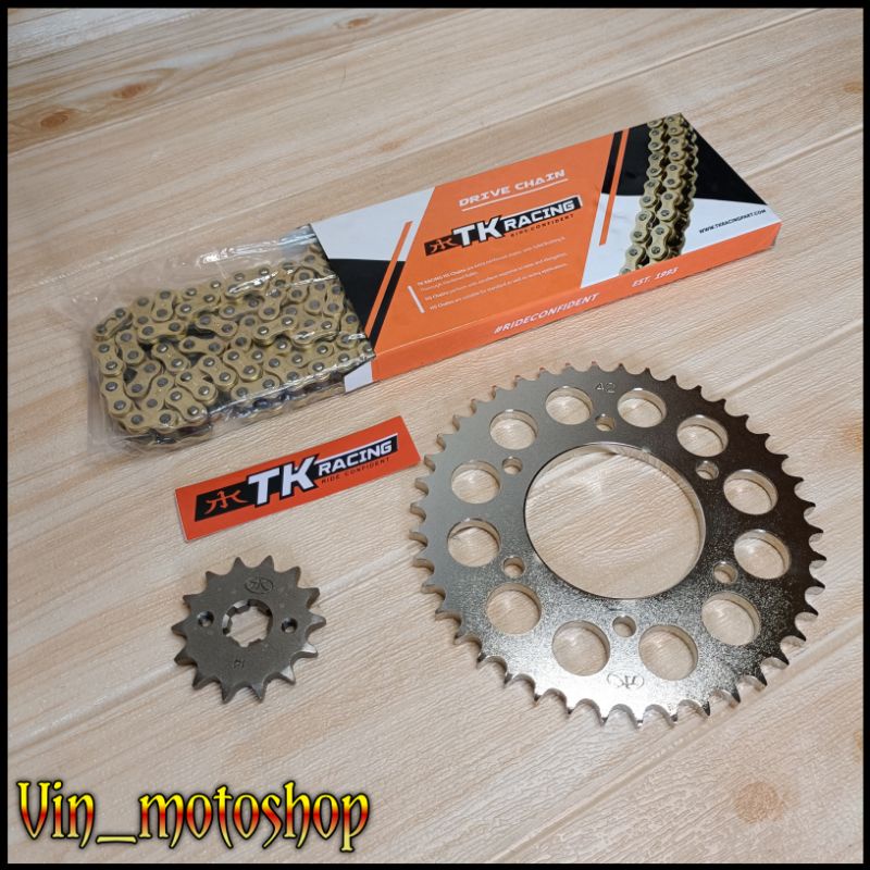 gear set Vixion R15 Byson Xabre 428 TK racing rantai TK racing gold 428HS