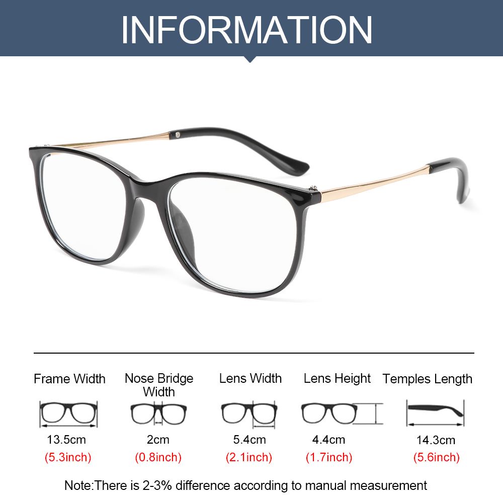 ROW Fashion Eyeglasses Vintage Ultra Light Frame Anti-Blue Light Glasses Portable Women Men Computer Square Eye Protection/Multicolor