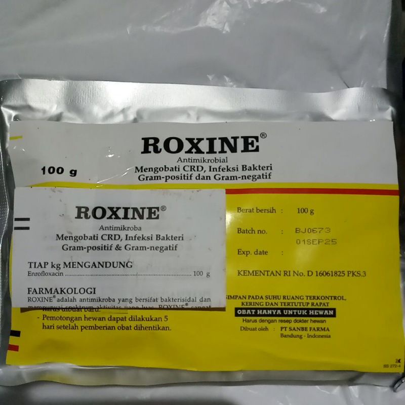 ROXINE 100 g obat CDR/gangguan pernafasan dan pencernaan pada unggas