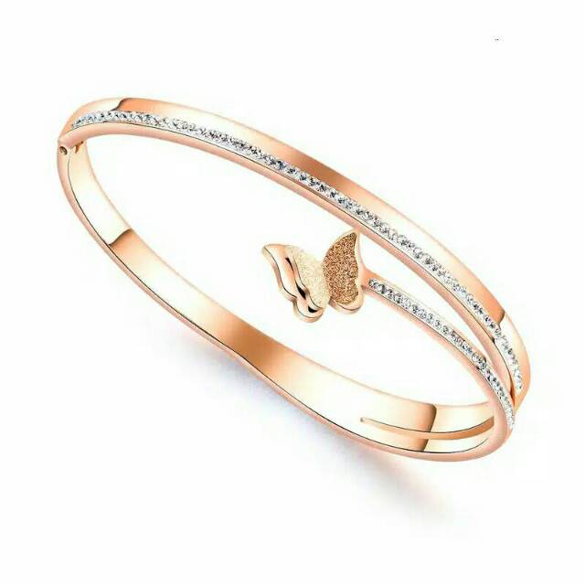 GG Gelang Bangle Aksen Kupu-kupu Titanium #GB-