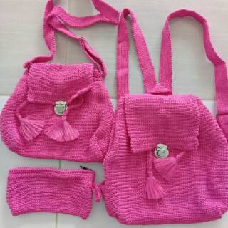  Tas  Rajut 3in1 BELI 3 SET 58rb set Tas  Sekolah  Tas  piknik 