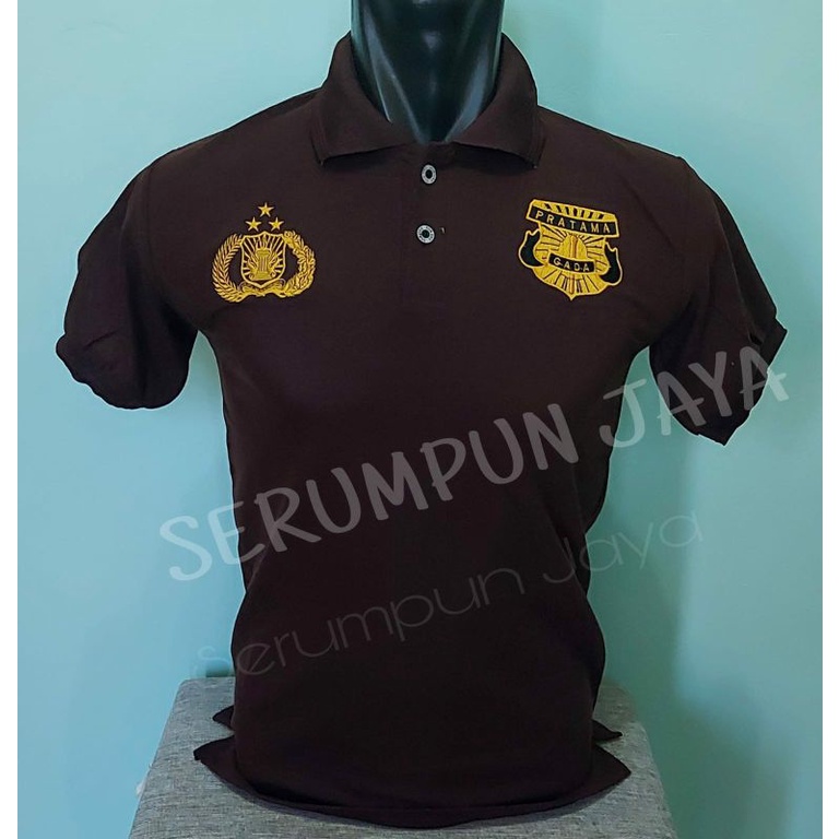 KAOS GADA PRATAMA COKLAT TERBARU - KAOS KERAH GADA PRATAMA COKLAT TERBARU FULL BORDIR