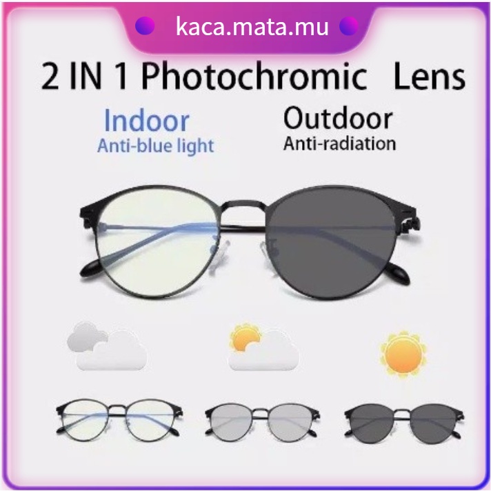 KACAMATA POLARIZED UV 400 Photochromic 2 in 1 PURE STAINLESS KOREAN  FASHION FRAME Pria Wanita