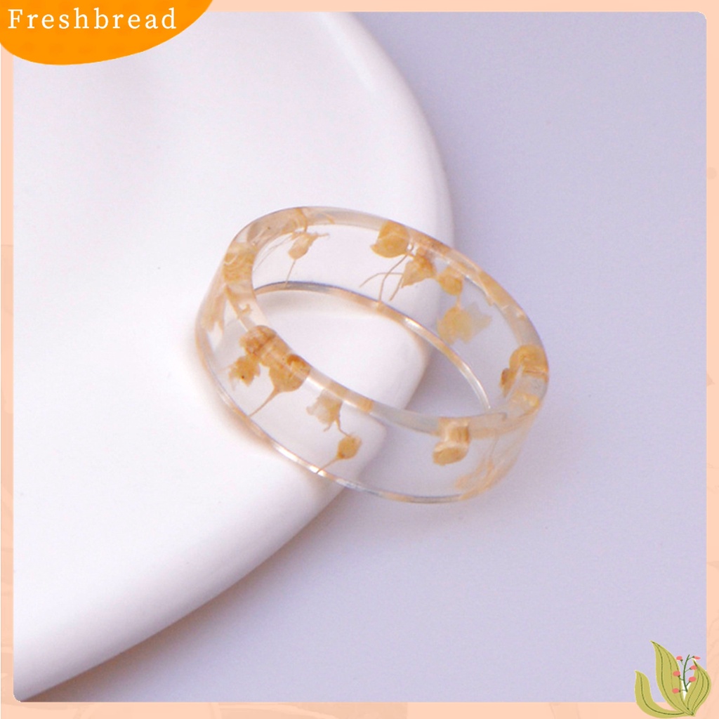 [TERLARIS]Women Retro Handmade Transparent Resin Dried Flower Ring for Anniversary Dating