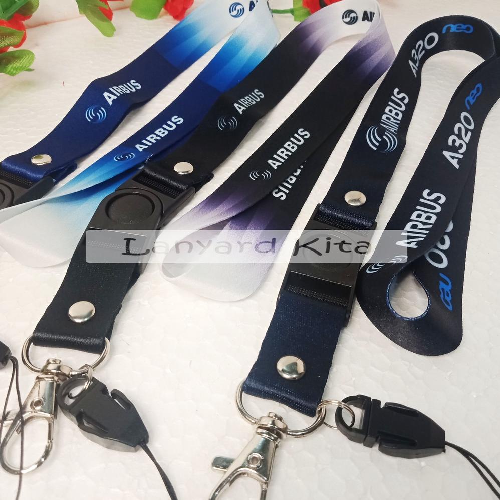 

[KODE JZJFA] AIR BUS Lanyard Id Card Printing GANTUNGAN NAME TAG BAHAN TISSUE 2 CM