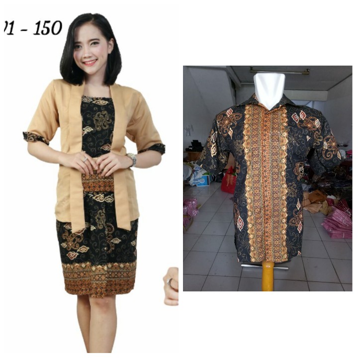 SB Collection Couple Stelan Kebaya Gustia Blouse Dan Rok Span Jumbo Dan Kemeja Batik Pria