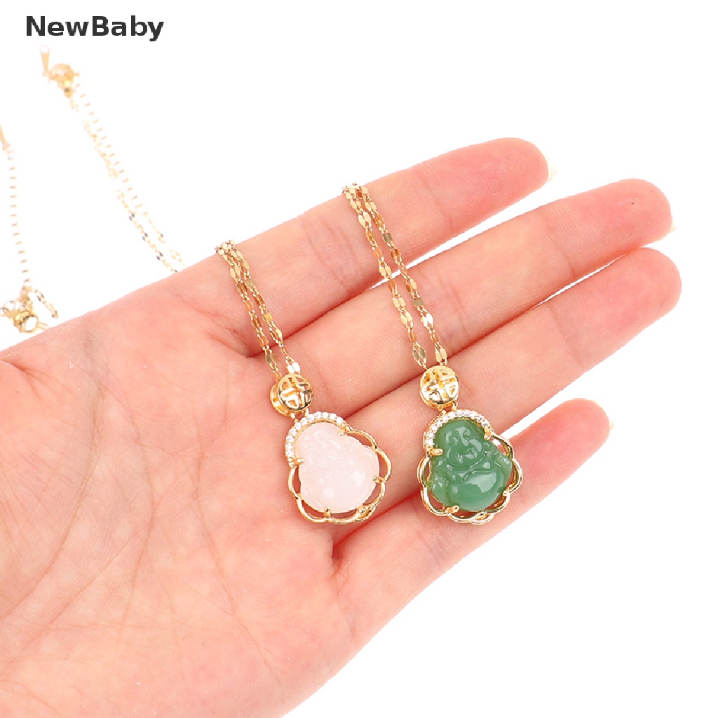 Kalung Rantai Dengan Liontin Buddha Hias Batu Zircon Gaya Retro Untuk Bayi