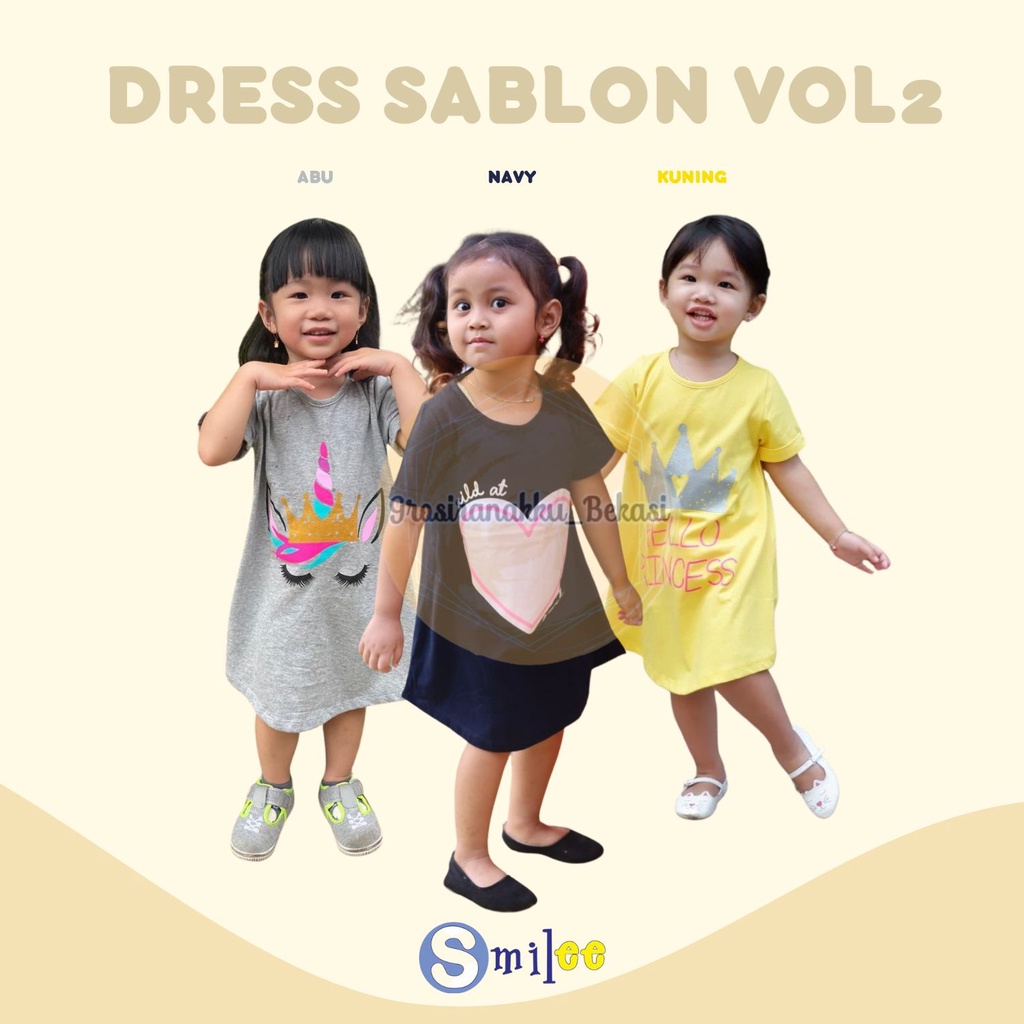 Daster Anak Smilee Sablon Vol 2 Mix Motif Size 1-5 Thn