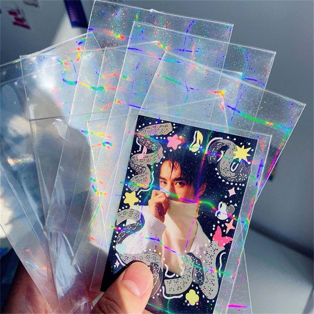 Lanfy 10pcs Cover Pelindung Kartu Laser Holografik Transparan