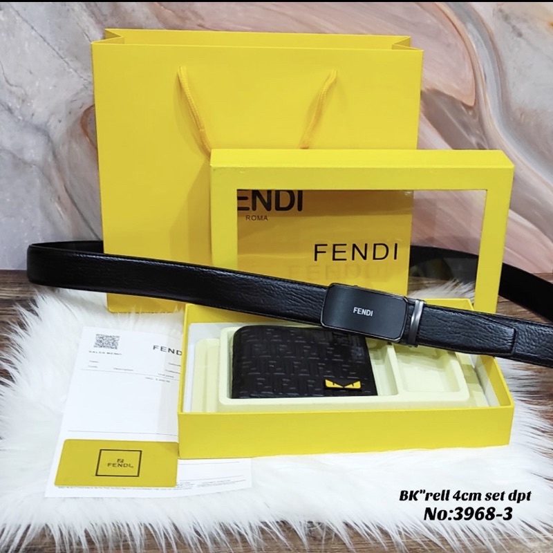 Dompet dan gesper pria fendi import premium satu paket gesper dan dompet fendi pria branded