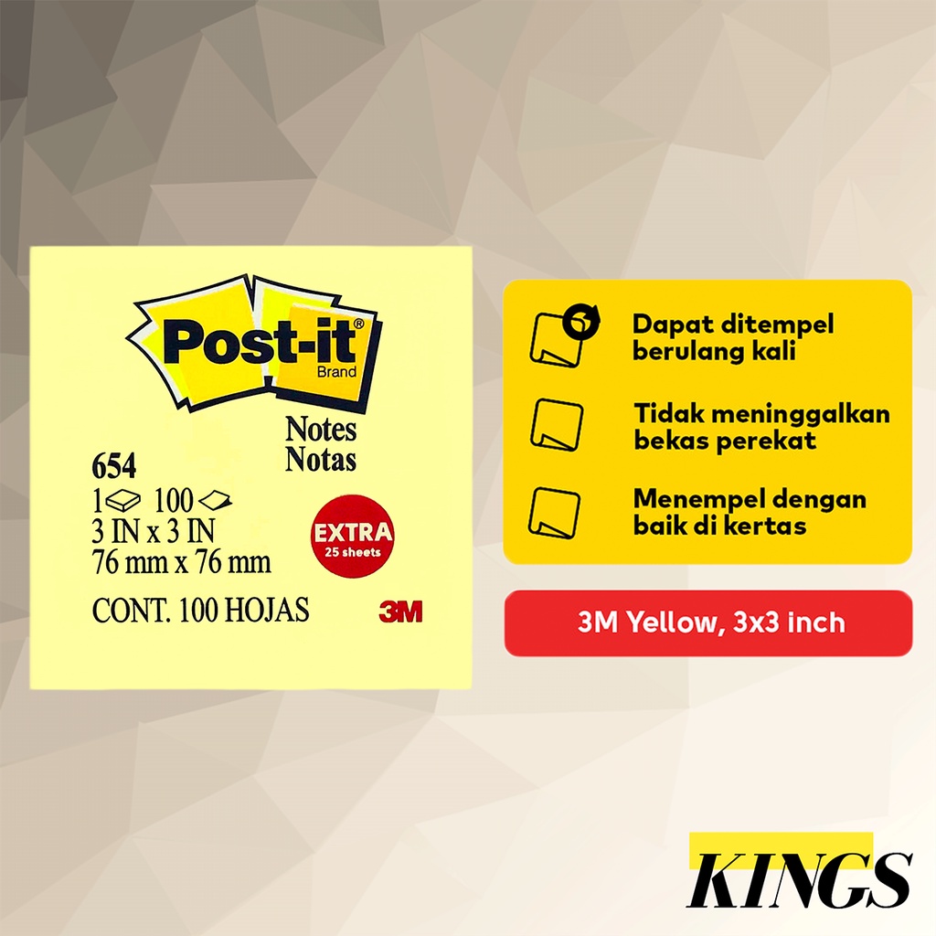 

Post-It 3M Sticky Notes / Kertas Memo 654