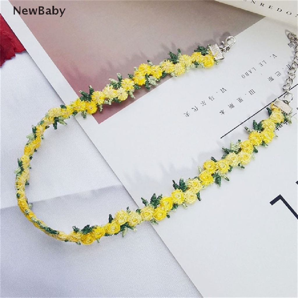 Kalung Choker Motif Bordir Bunga Romantis Untuk Wanita