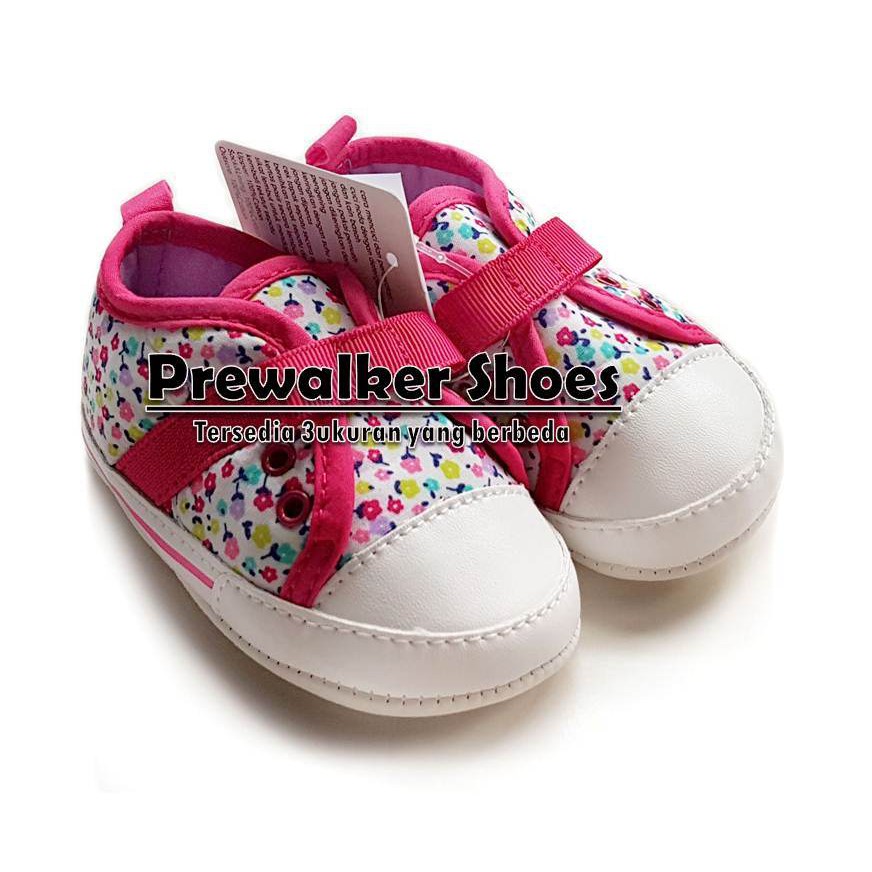 Prewalker/ Sepatu bayi Flower Pink Fanta Printed