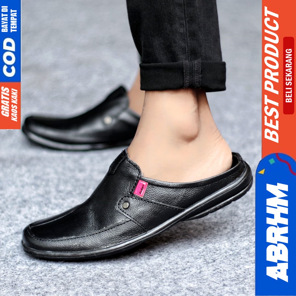 Sepatu Sandal Casual Kulit Asli Bustong Tutong Sendal Slop Original Murah Terbaru Kekinian