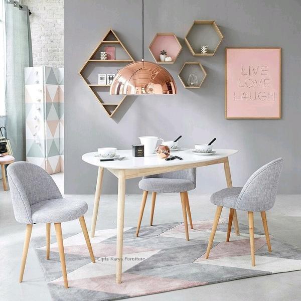 set meja kursi makan minimalis mewah kursi 3 jok bludru duco furniture - kursi tamu