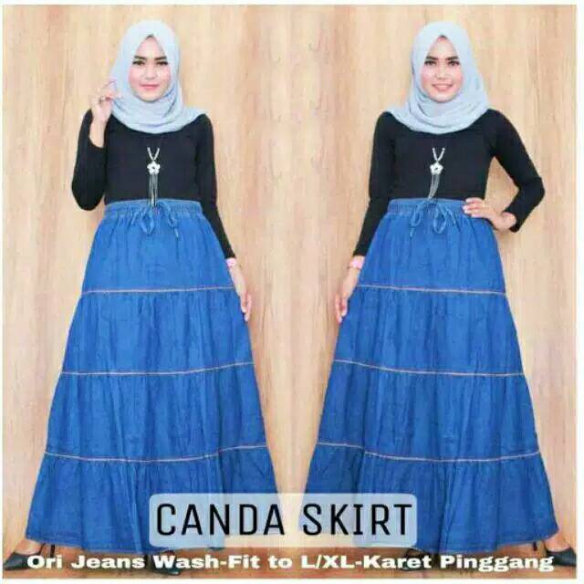 Rok Jeans / Rok Wanita / Rok A Model Canda (BB 50-65 Kg / Dewasa)