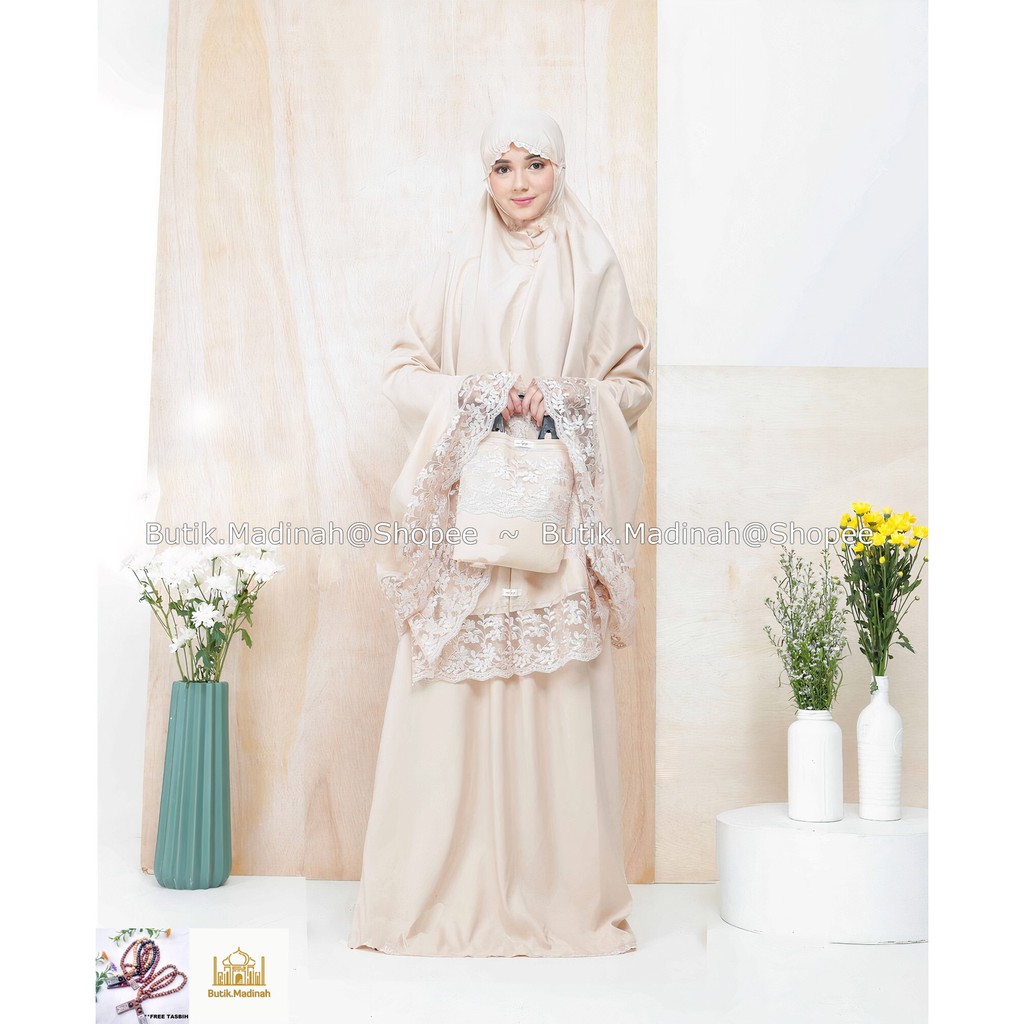 BUTIK.MADINAH MUKENA DEWASA SELEENA ALMIRA SERIES RENDA MEWAH