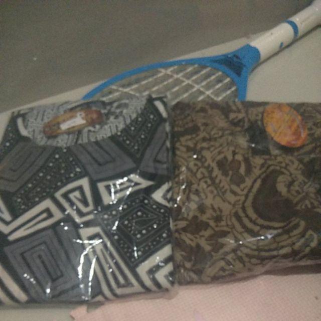 Batik Edo - Couple Tunik Sogan Serut Genes Apsari Coklat Batik Modern Midi Sarimbit Kerja Seragam