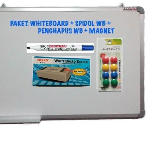 

✱ PAKET White Board Magnetic 60x90 + Spidol WB + Penghapus WB + Magnet ☁