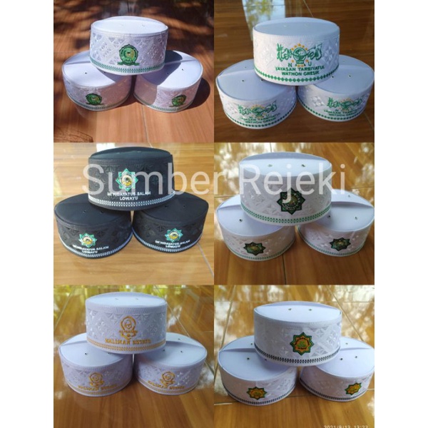 MENERIMA JASA MEMBUAT LOGO PECI MALAYSIA, PECI ASAGOFAH, PECI TEROMPA, PECI SPONS  CUSTOM LOGO / REQUEST LOGO DARI ANDA minim 36 pcs dan 48 pcs Songkok hitam songkok awing kopiah putih haji umroh peci pondok yayasan logo karangtaruna peci malaysia a1 a3