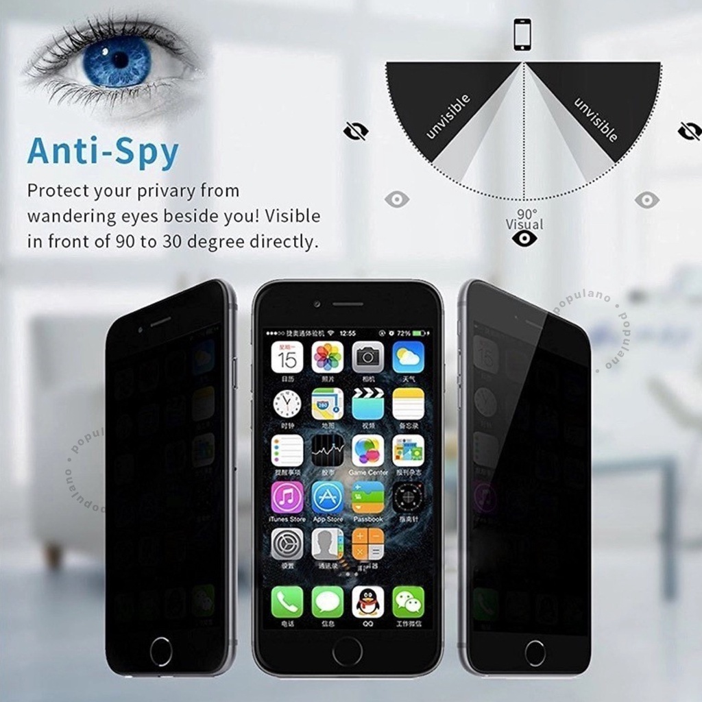 AntiSpy Tempered Glass iPhone Anti Spy Antigores Privacy Anti Gores Anti Intip Screen Guard Gelap