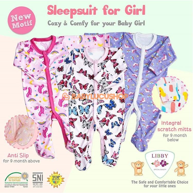 LIBBY Sleepsuit Premium l Jumper SEGITIGA Jumper SEGIEMPAT | Baju Kodok Libby Premium