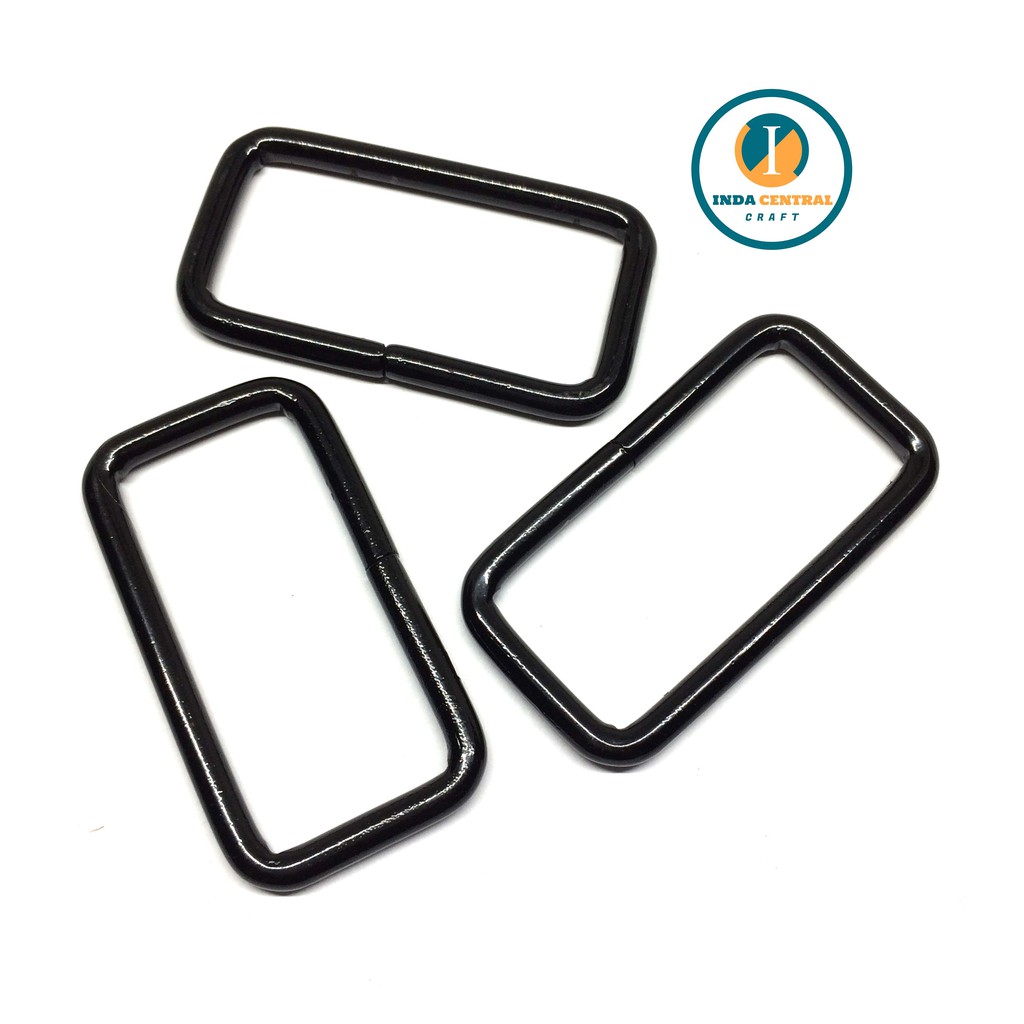 RING KOTAK GESPER TAS BESI 3.8 CM HITAM