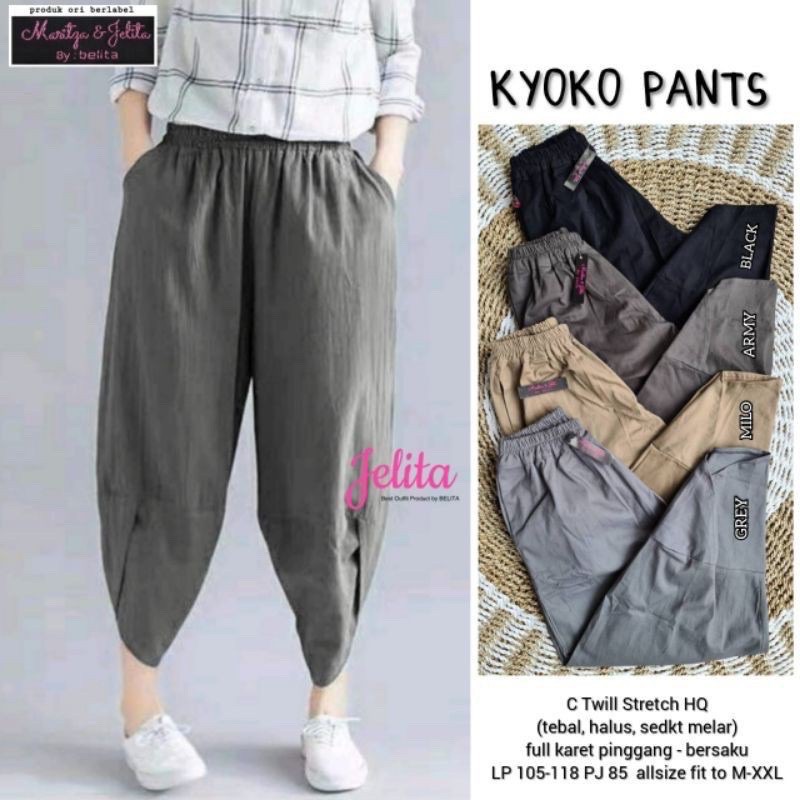 Celana Casual Wanita Korea KYOKO PANT BAHAN TWILL PREMIUM