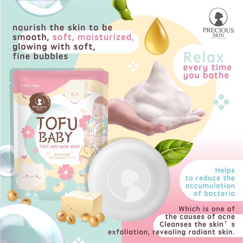 BABY TOFU WHITENING BODY SOAP + FREE NET SABUN / SABUN BADAN / SABUN MANDI / SABUN PEMUTIH BADAN