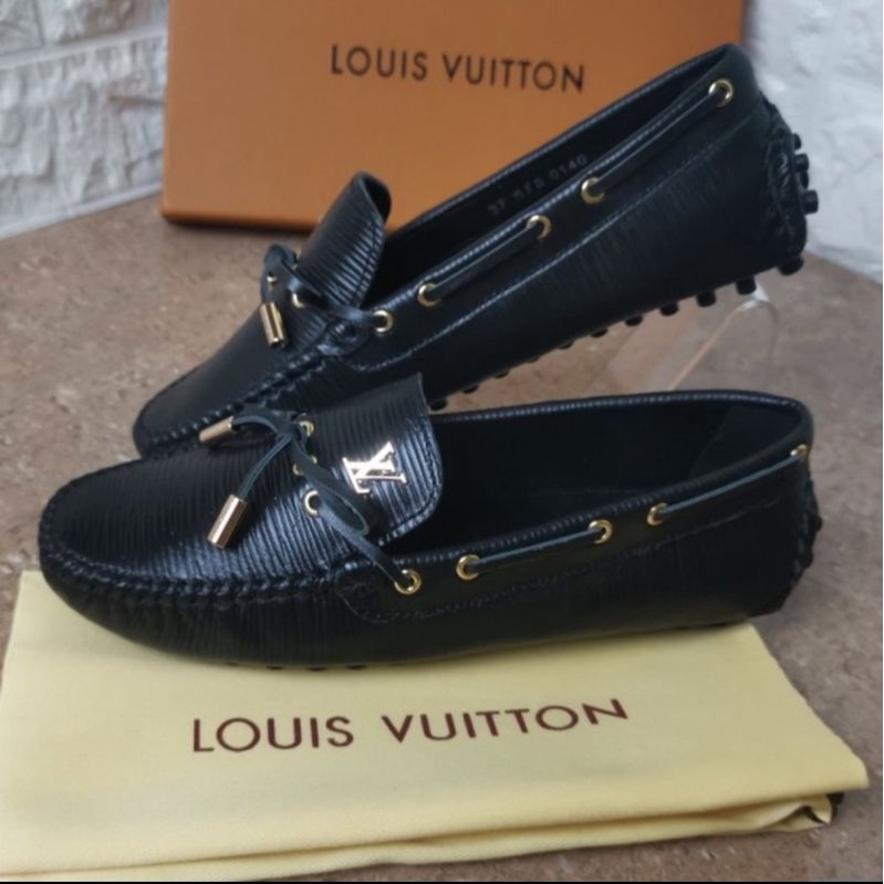 sepatu wanita loafer lv mirror quality slip on shoes cewek