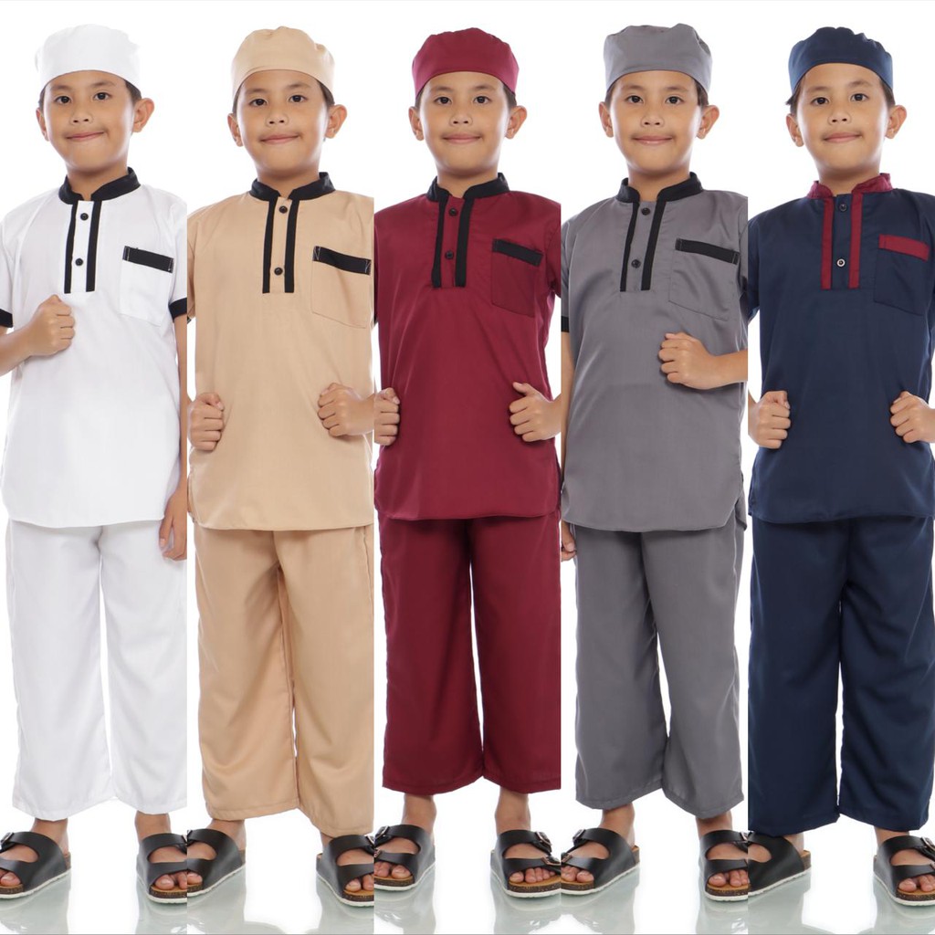 (ADA REALPICT) Set Baju Koko Anak 6-8th Toyobo Premium Setelan Kemeja Celana Koko Kids Muslim