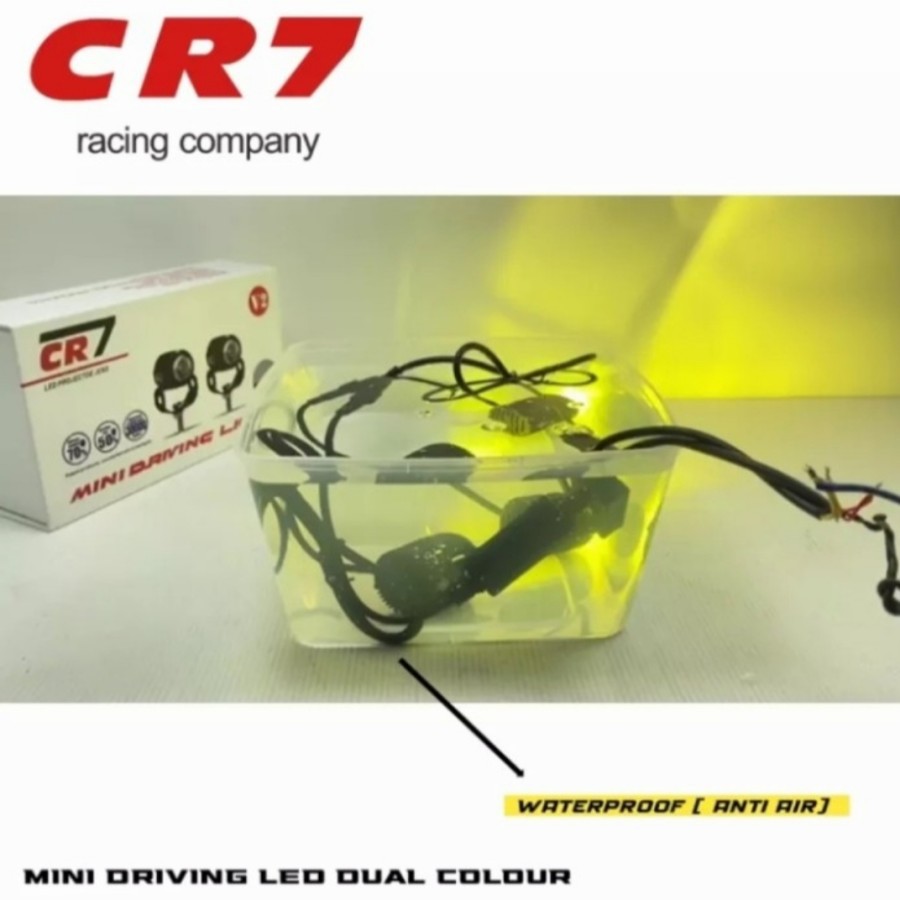 Lampu Tembak Laser Foglamp 2 Warna Mini Kecil Driving LED CR7 Waterproof Semua Motor Universal