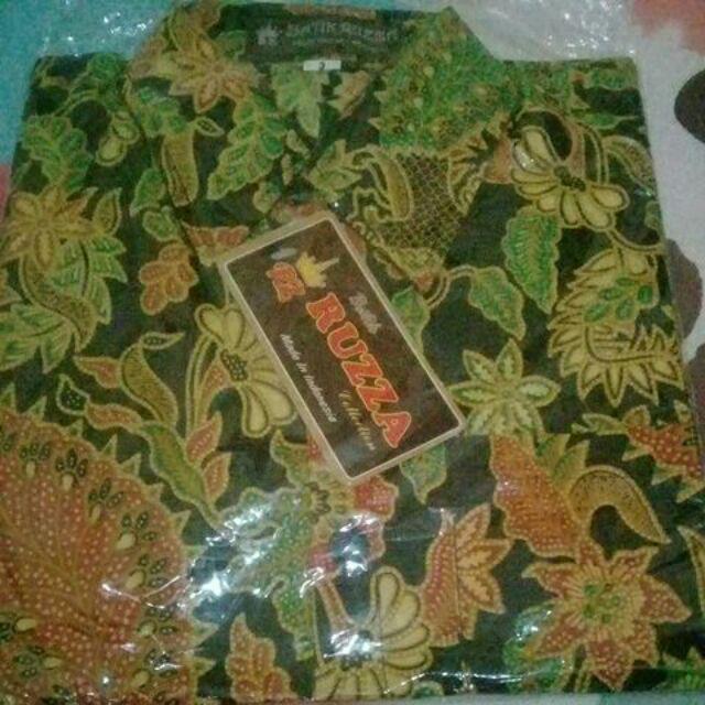 Ruzza Batik Anak Ukuran 0-15 Tahun Kemeja Motif Liris Seno Kawung Sogan Mocca Coklat Baju Laki-laki