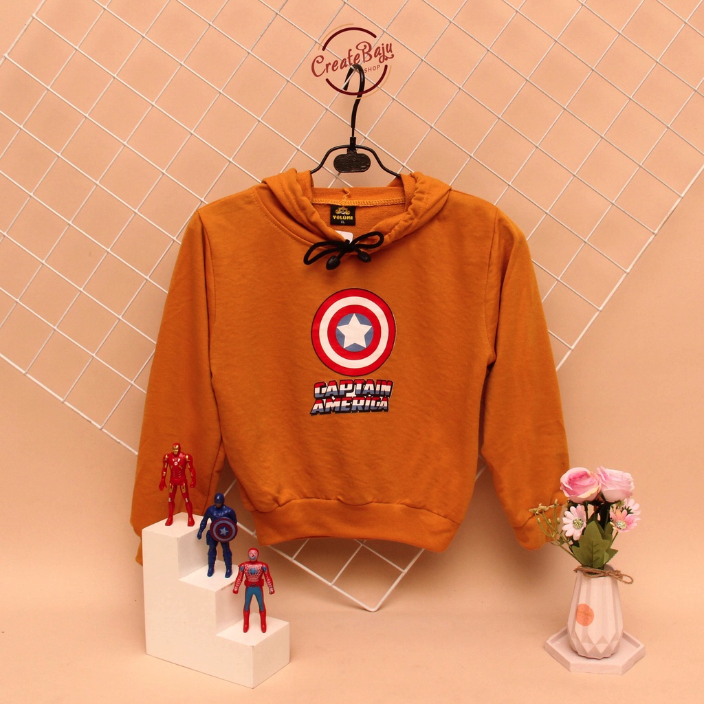 JAKET HOODIE ANAK UNISEX CAPTAIN AMERICA BABYTERRY LENGAN PANJANG FASHION TERMURAH JAKET ANAK POLOS