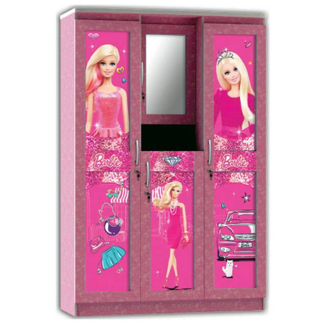 Lemari Pakaian 3 Pintu Kaca Masuk Apanel Barbie WDM-11135 BBD