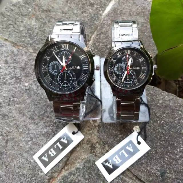 jam tangan couple alba tgl aktif + box sudah sepasang