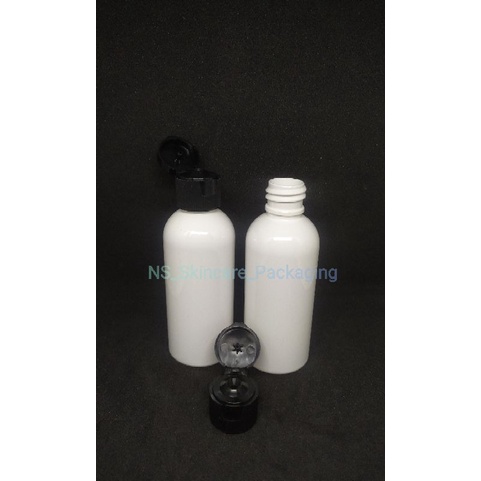 Botol fliptop 60ml putih tutup fliptop hitam