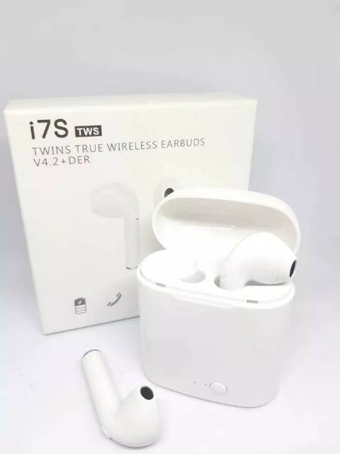 Handsfree Headset i7S Wireless Bluetooth Stereo With Charging Case Headset Bluetooth Sepasang