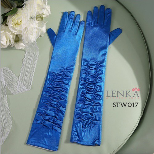 [PRODUK FAVORIT] AKSESORIS PESTA WANITA SARUNG TANGAN PERNIKAHAN BIRU STW017