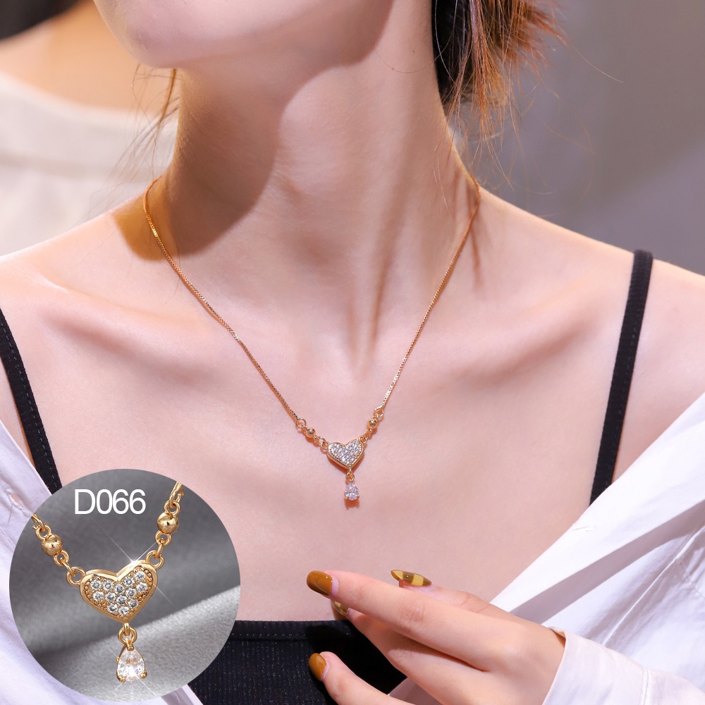 ✨D.G.C✨  Kalung Titanium Mewah Rose Gold Cinta Liontin Korean Style Necklace Aksesoris Fashion Kalung Wanita Murah DK