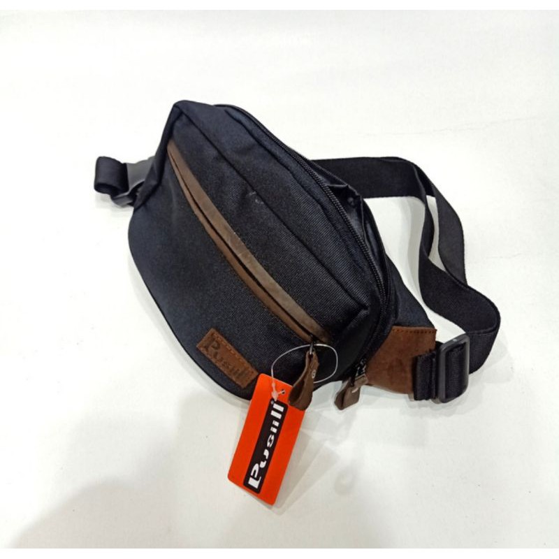 Waistbag pusiill 1403  black coudura kulit sapi tas pinggang tas bahu free gantungan kunci.