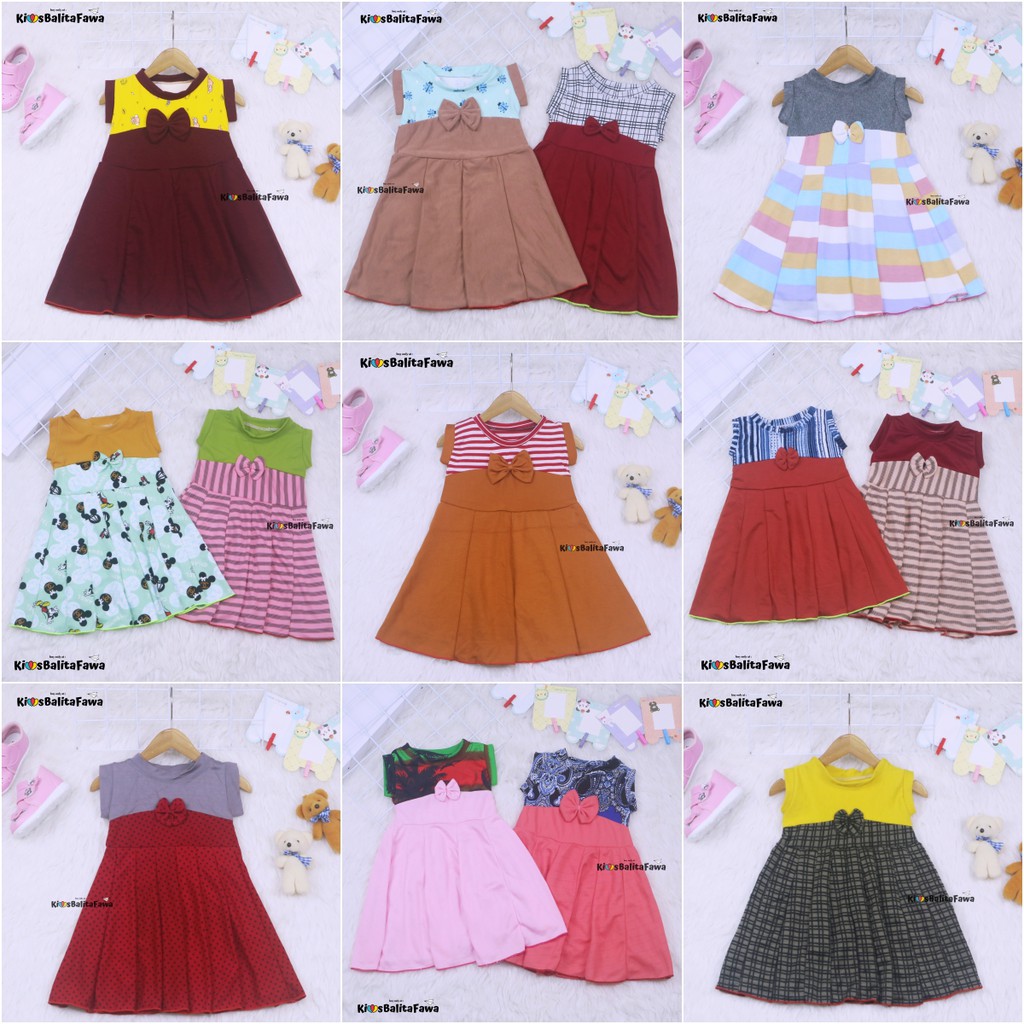 Dress Aila 1-2 Tahun / Dres Pesta Murah Baju Anak Perempuan Murah Harian Gaun Yukensi Batik Baru