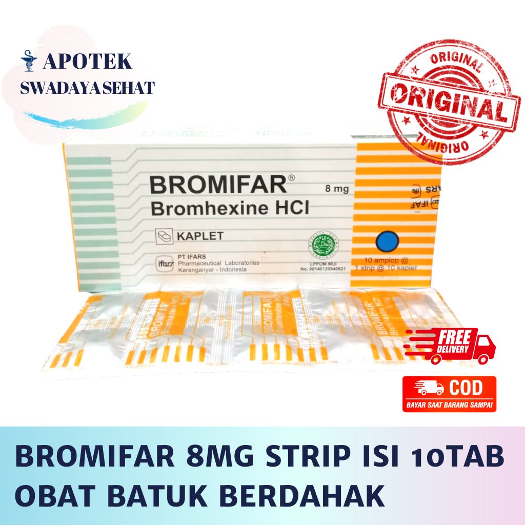 BROMIFAR 8MG STRIP ISI 10 Tablet - Obat Batuk Bromhexin Pengencer Dahak